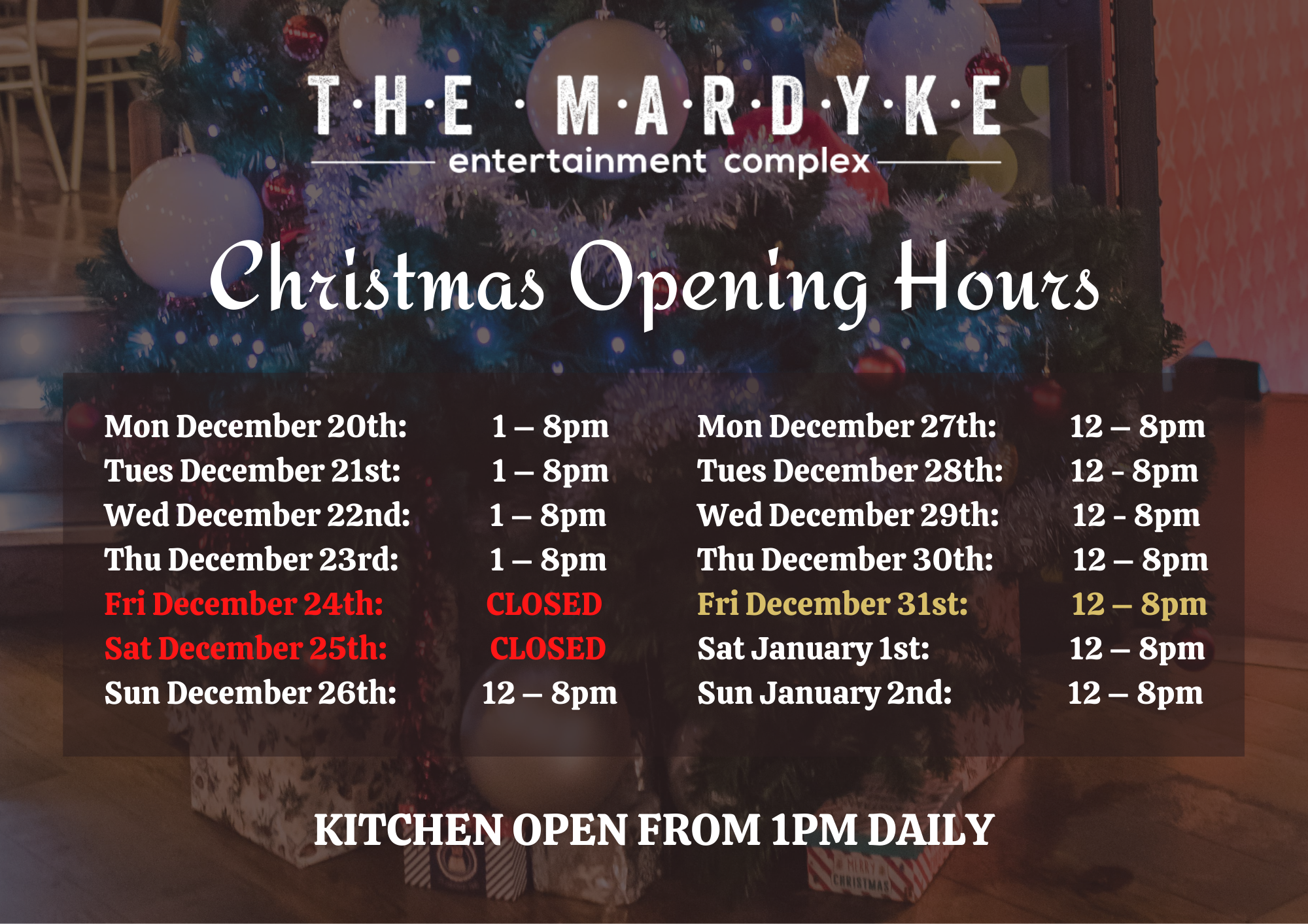 Website Christmas Opening Hours
